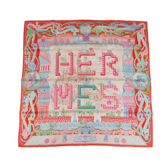 HERMES Red Silk Scarf